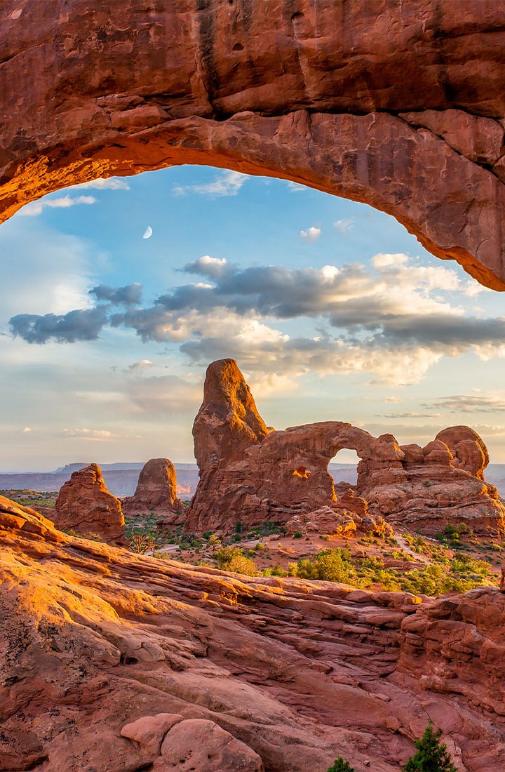 A view of an arch formation through another arch. Arches National Park